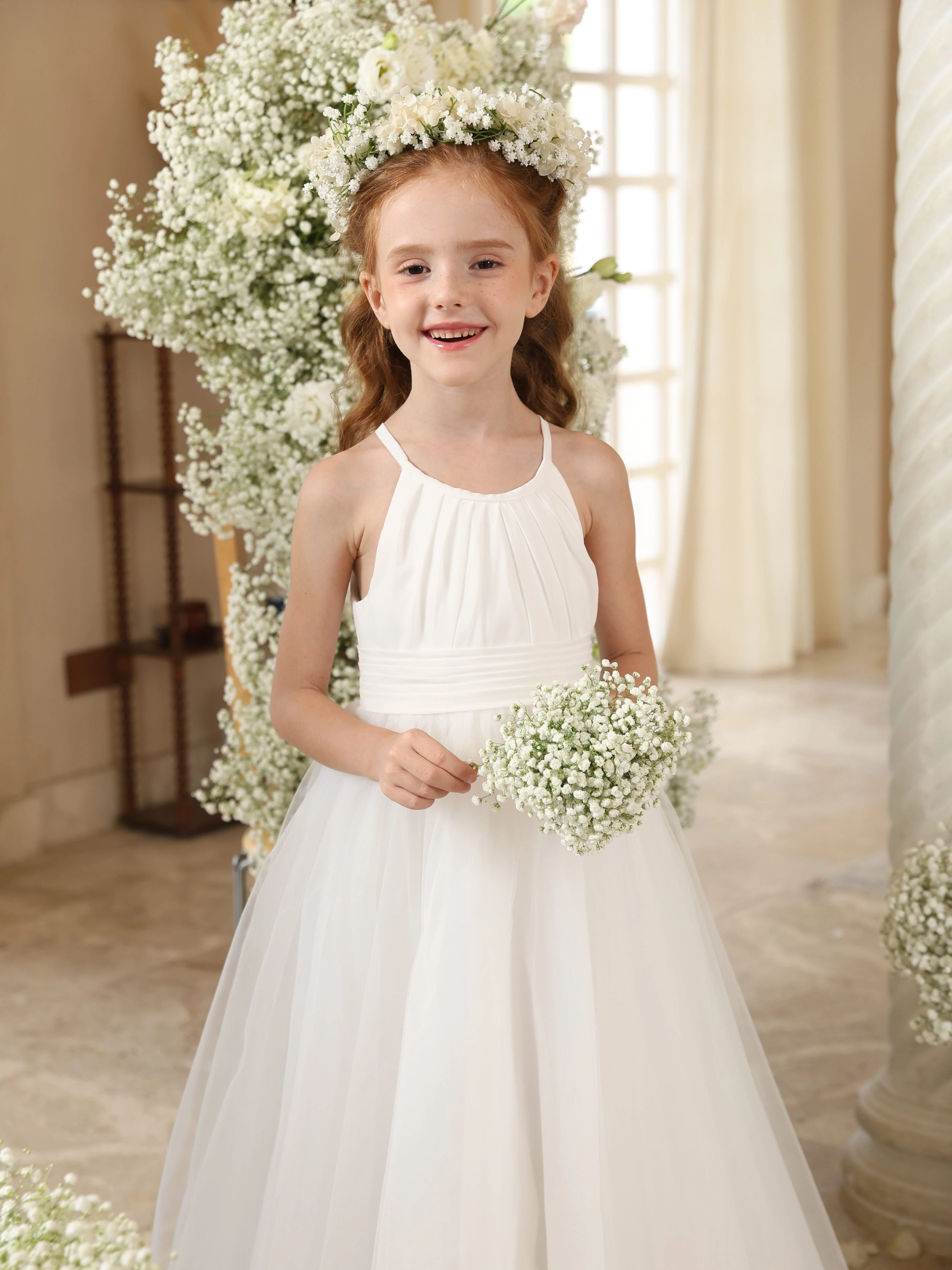 Ball-Gown Scoop Sleeveless Ankle-Length Flower Girl Dresses With Tulle - Image 5