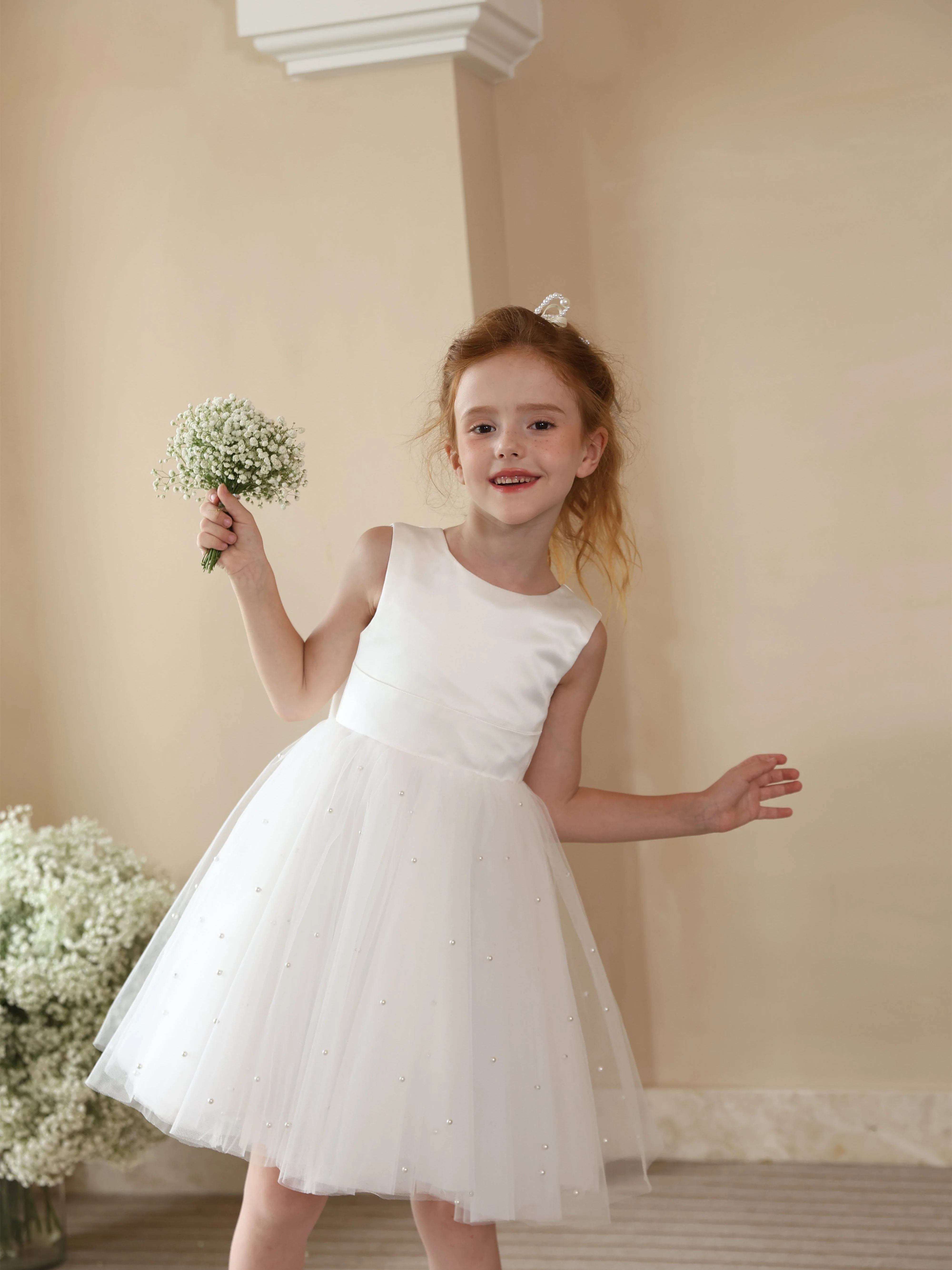 Ball-Gown Scoop Sleeveless Short/Mini Flower Girl Dresses With Bowknot - Image 2