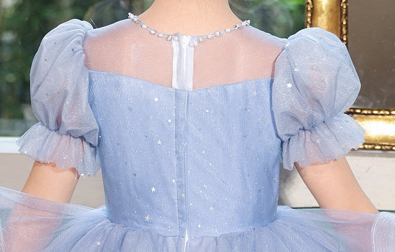 Ball Gown Short Sleeves Flower Girl Party Dresses with Rhinestone Appliques - Image 4