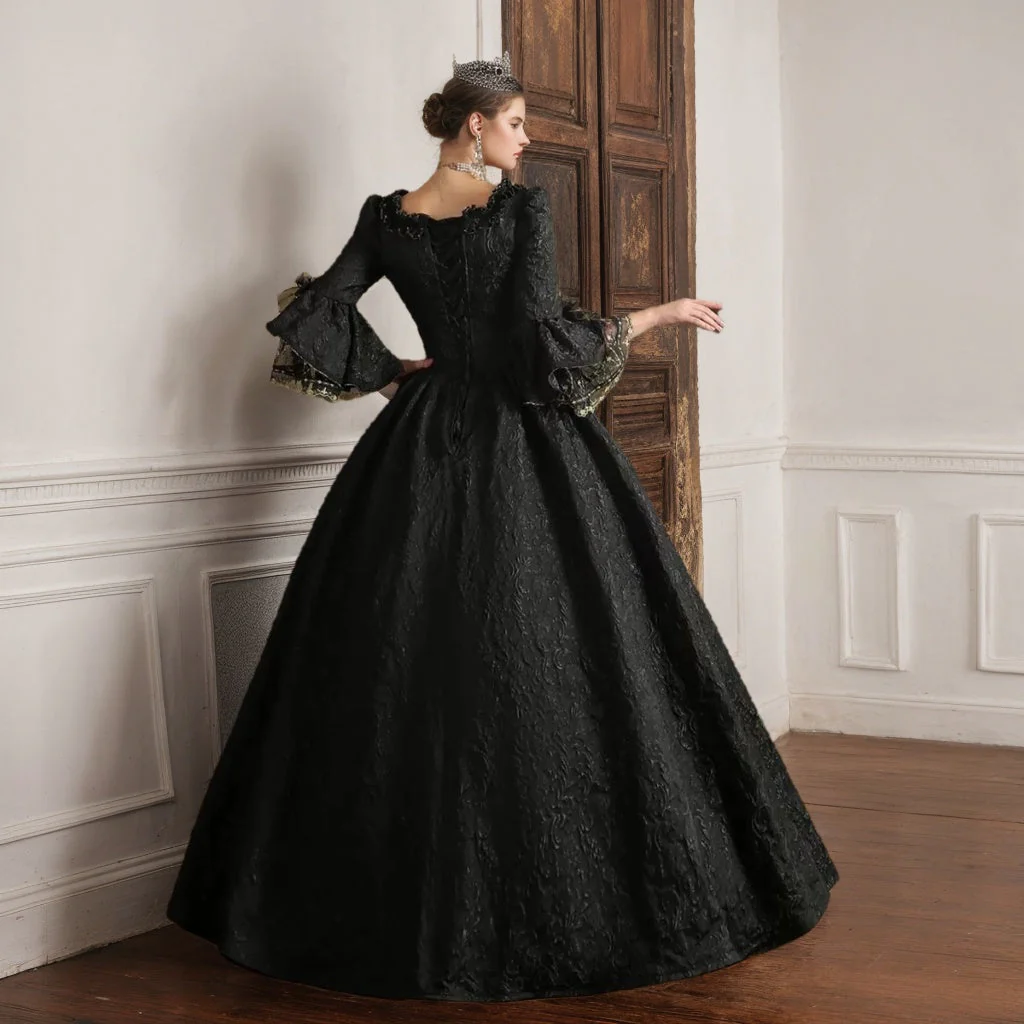 Ball Gown Square Neck 3/4 Length Sleeves Floor-Length Lace Victorian Party Costume Masquerade Cosplay Rococo Prom Quinceanera Dress - Image 2