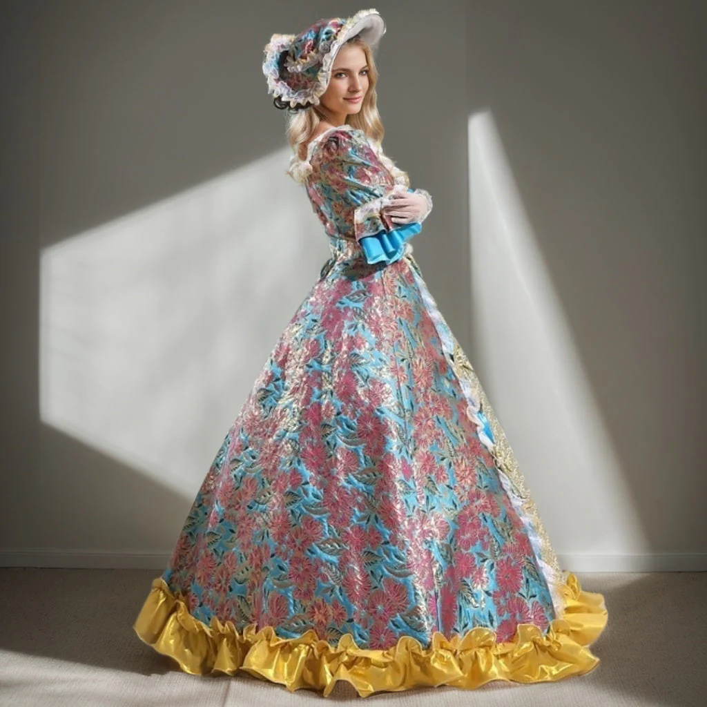 Ball Gown Square Neck 3/4 Length Sleeves Floor-Length Victorian Party Costume Cosplay Rococo Prom Dress - Image 2