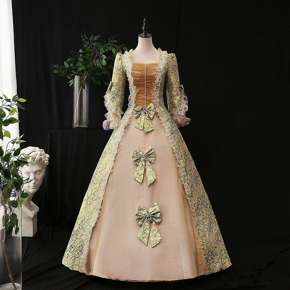 Ball Gown Square Neck Half Sleeves Floor-Length Vintage Party Costume Masquerade Rococo Victorian Renaissance Lace Dress - Image 6