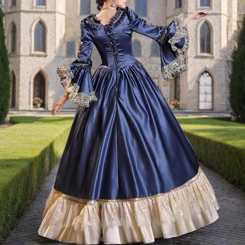 Ball Gown Square Neck Long Sleeves Floor-Length Rococo Victorian Party Costume Masquerade Prom Quinceanera Dress - Image 2