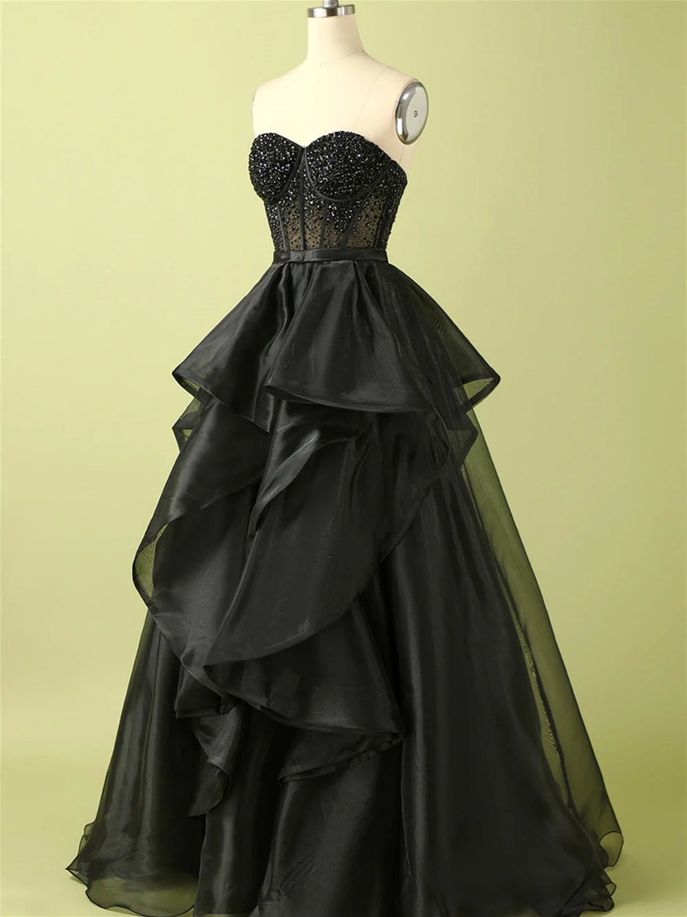 Ball-Gown Strapless Sleeveless Floor-Length Beaded Evening Dress - Image 12