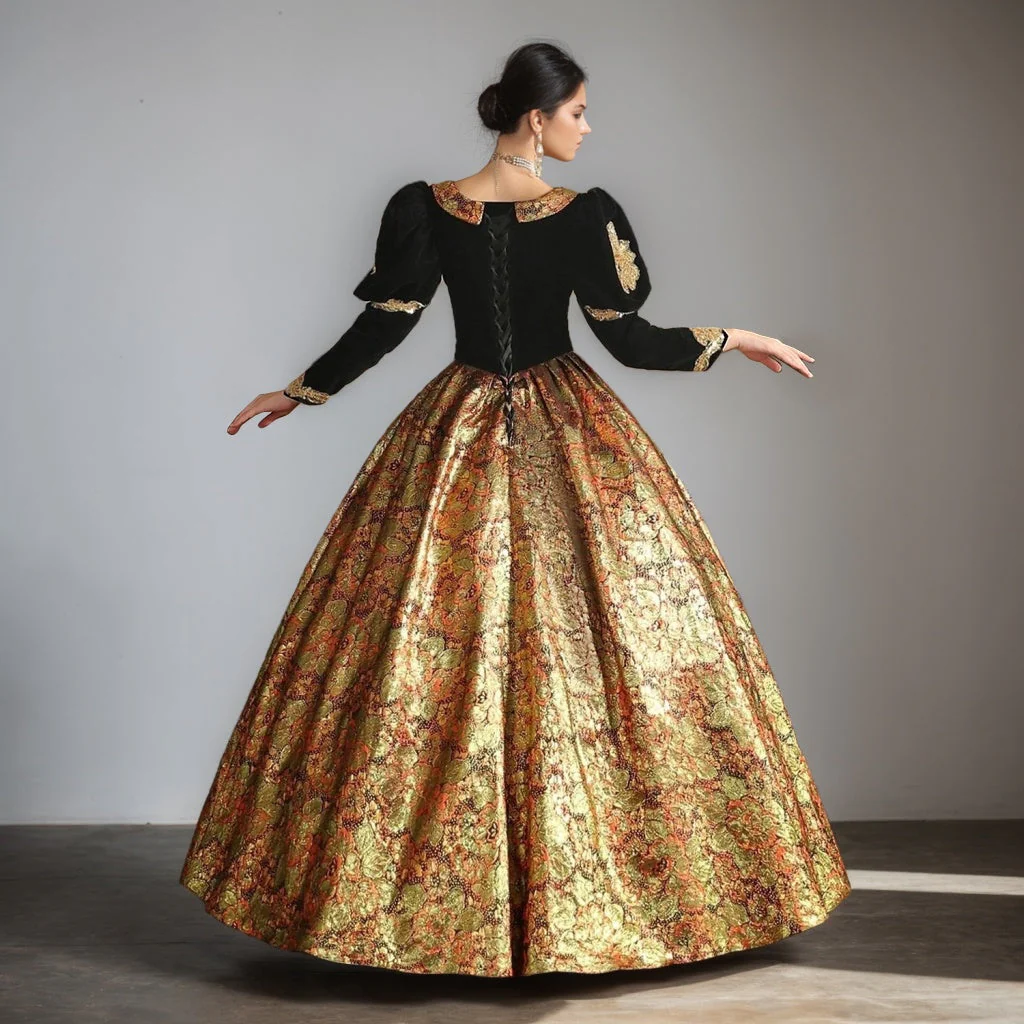 Ball Gown Sweetheart Neck 3/4 Length Sleeves Floor-Length Royal Victorian Party Costume Masquerade Rococo Prom Quinceanera Dress - Image 2