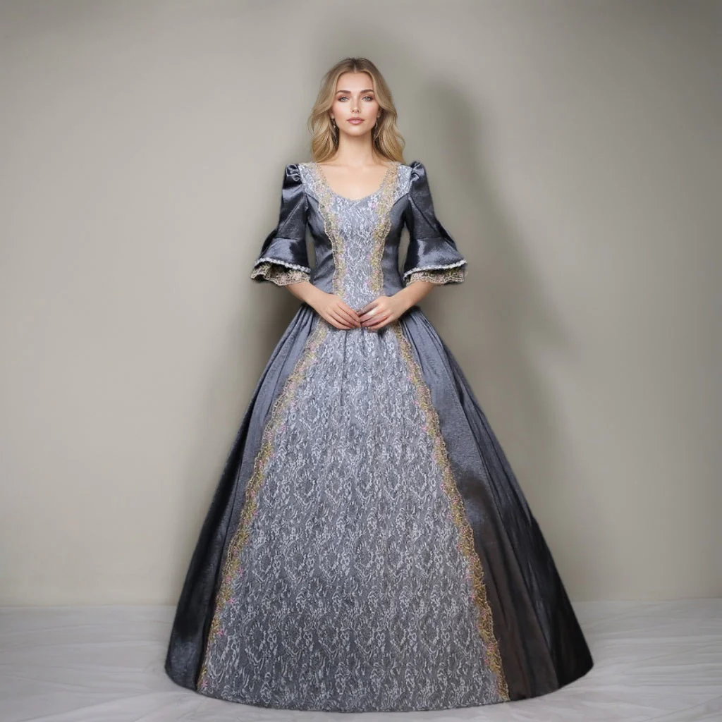 Ball Gown Sweetheart Neck Half Sleeves Floor-Length Rococo Victorian Party Cosplay Costume Masquerade Prom Quinceanera Dress - Image 2
