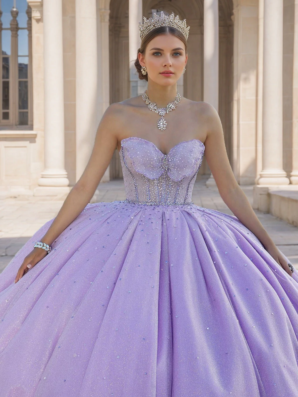 Ball Gown Sweetheart Strapless Sleeveless Floor-length Long Prom Dresses with Sequins - Image 4