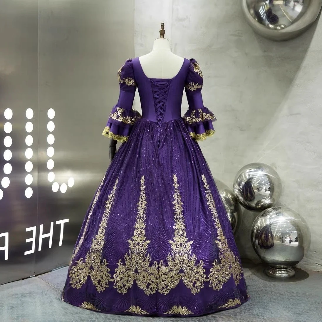 Ball Gown V-Neck 3/4 Length Sleeves Floor-Length Victorian Party Cosplay Costume Masquerade Rococo Prom Dress - Image 5