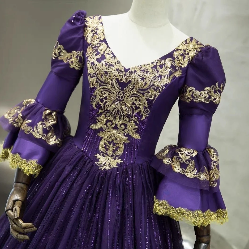 Ball Gown V-Neck 3/4 Length Sleeves Floor-Length Victorian Party Cosplay Costume Masquerade Rococo Prom Dress - Image 7