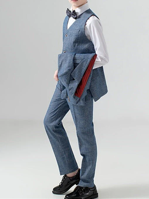 Boys Blazer Pants Set Formal Set Long Sleeve 5 Pieces Outfits 3-13 Years Boy's Wedding Suit Sets - Image 6