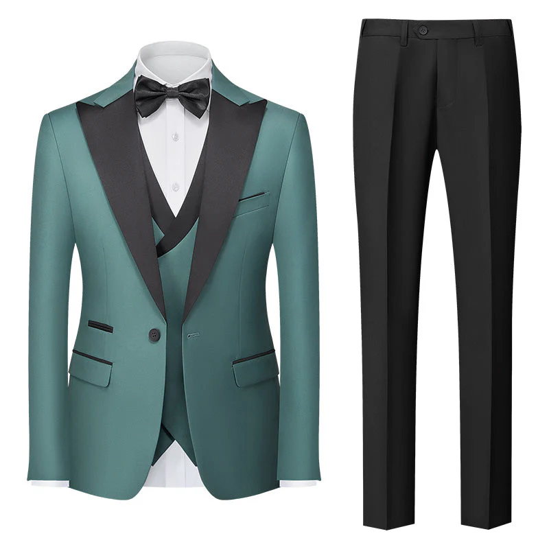 Burgundy Green Pink Red Blue White Men's Tailored Fit Single Breasted One-button 3 Pieces Solid Coloured Wedding Suits - Image 8