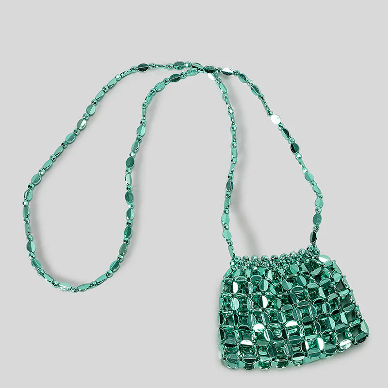 Chic Acrylic Sequins Elegant Weave Chain Evening Clutch Bag with Beadings - Image 12