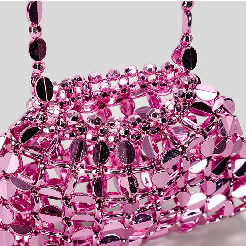 Chic Acrylic Sequins Elegant Weave Chain Evening Clutch Bag with Beadings - Image 3