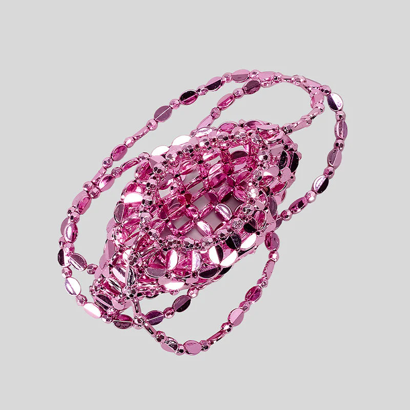 Chic Acrylic Sequins Elegant Weave Chain Evening Clutch Bag with Beadings - Image 5