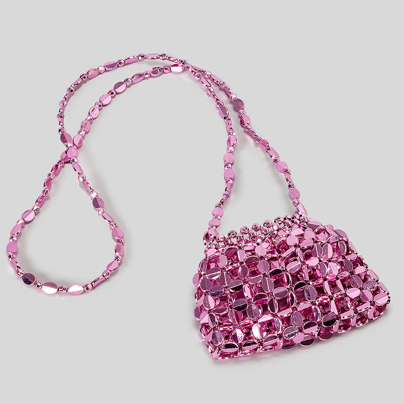 Chic Acrylic Sequins Elegant Weave Chain Evening Clutch Bag with Beadings - Image 7