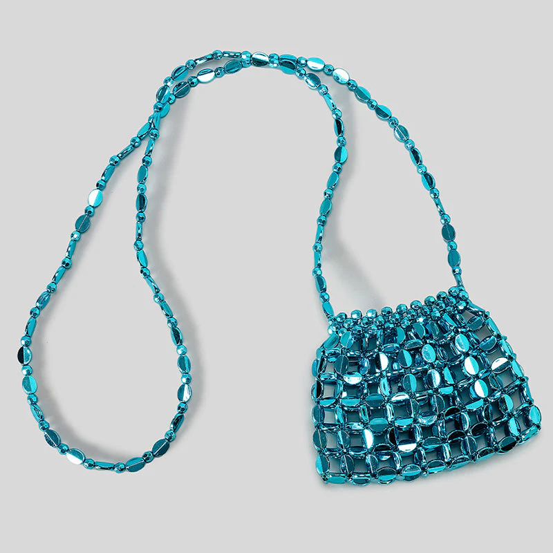 Chic Acrylic Sequins Elegant Weave Chain Evening Clutch Bag with Beadings - Image 9