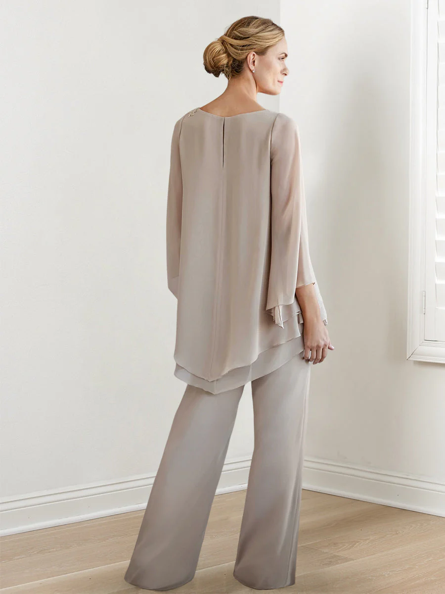 Chiffon Long Sleeves Mother Of The Bride Pantsuits - Image 2