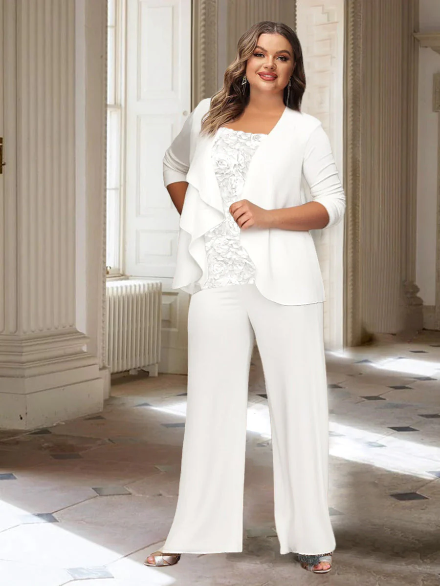 Chiffon Long Sleeves Mother of the Bride Pantsuits with Jacket - Image 4