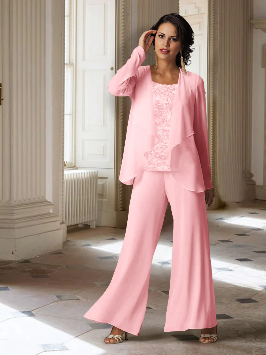 Chiffon Long Sleeves Mother of the Bride Pantsuits with Jacket - Image 43