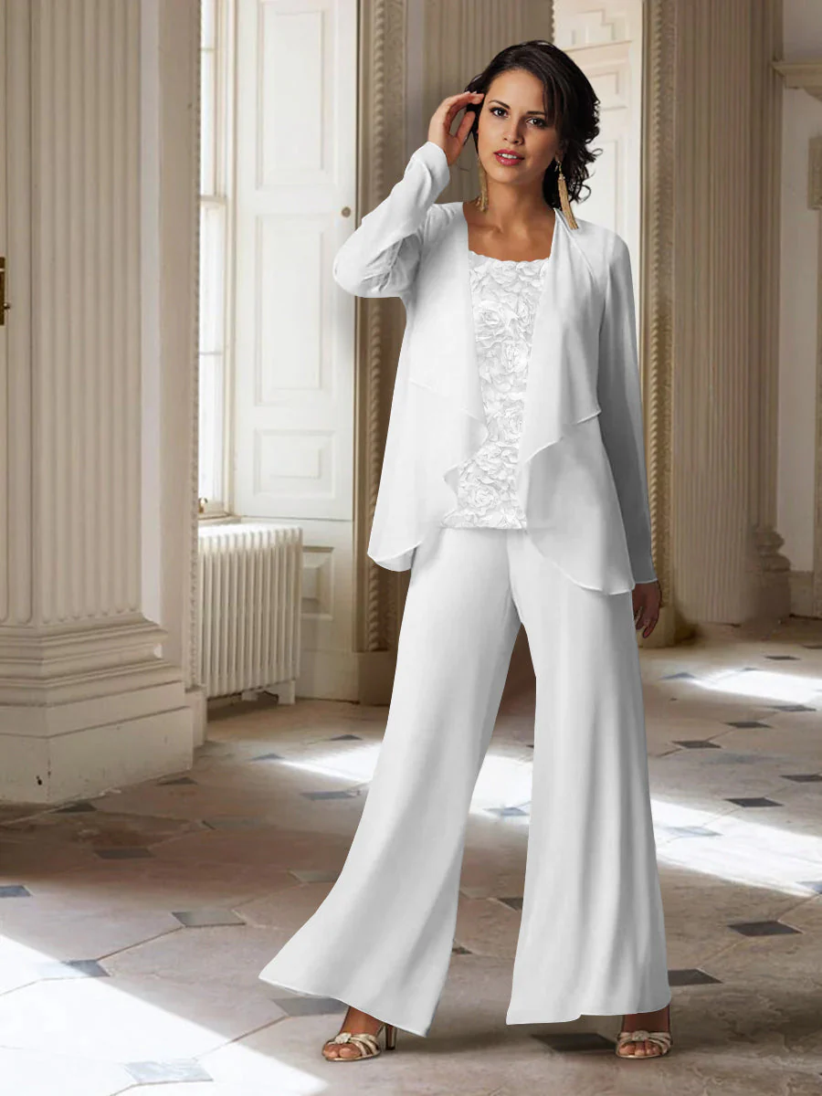 Chiffon Long Sleeves Mother of the Bride Pantsuits with Jacket - Image 5