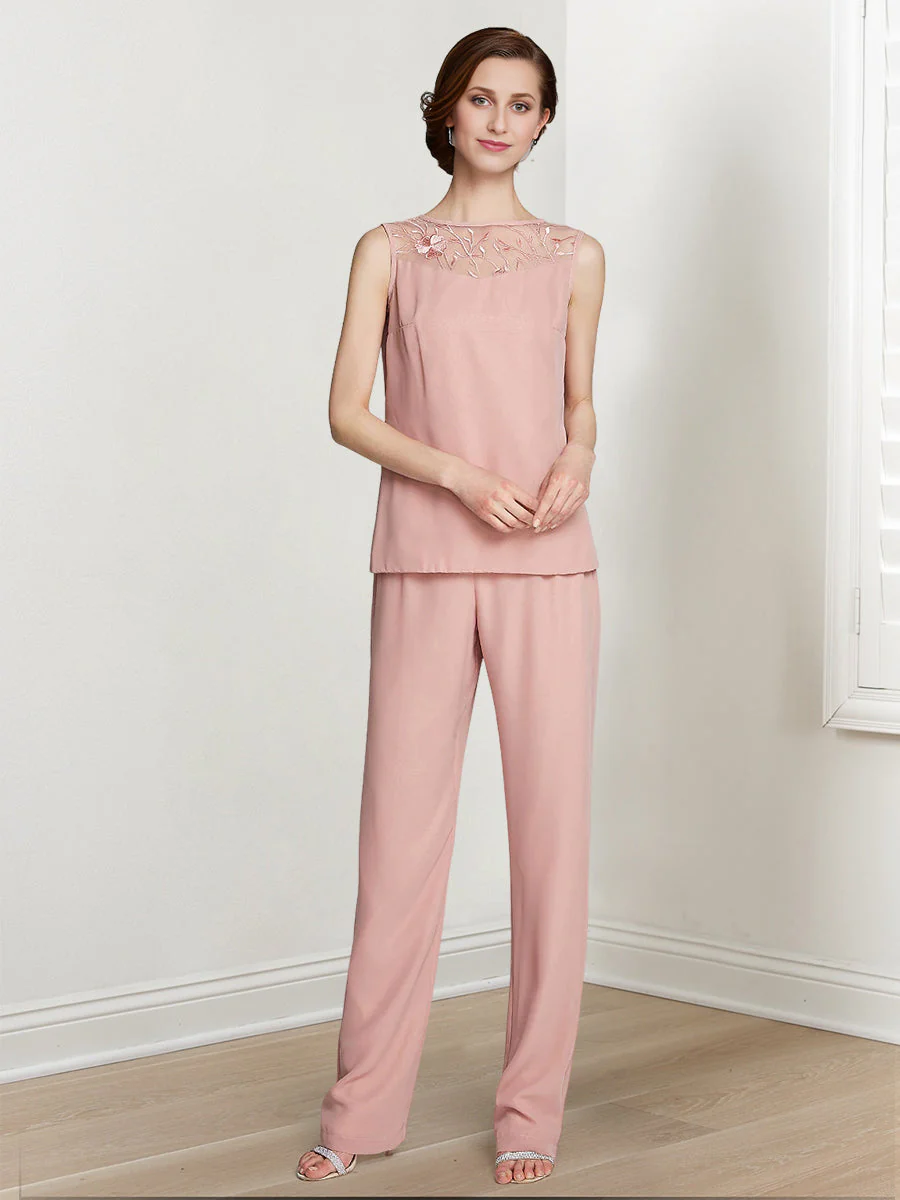 Chiffon Square Neck Long Sleeves Floor-Length Mother Of The Bride Pantsuits With Jacket - Image 6