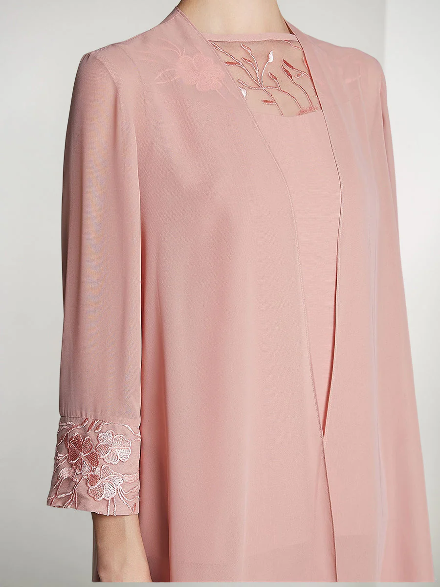 Chiffon Square Neck Long Sleeves Floor-Length Mother Of The Bride Pantsuits With Jacket - Image 8