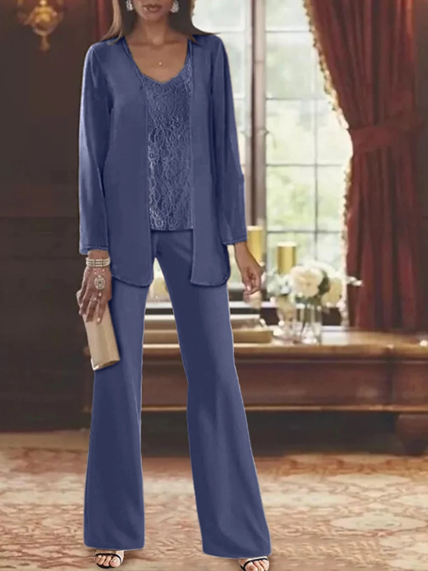 Chiffon Mother of the Bride Pantsuits with Jacket - Image 18
