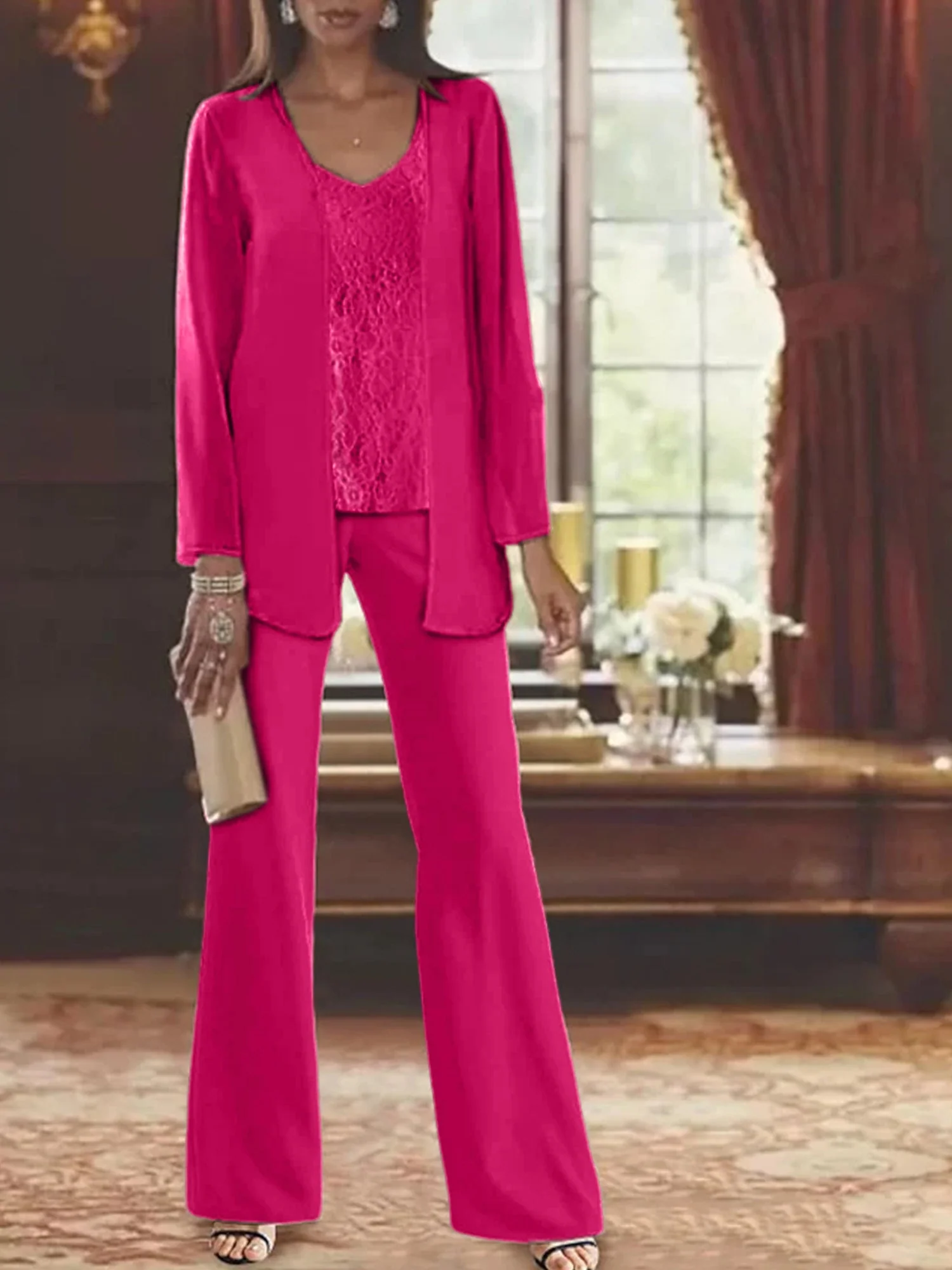 Chiffon Mother of the Bride Pantsuits with Jacket - Image 34