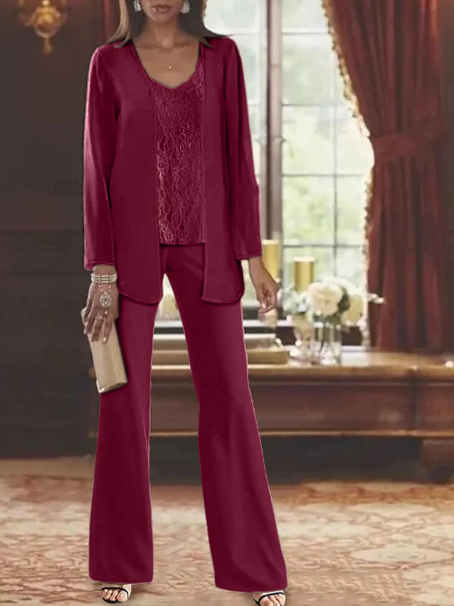 Chiffon Mother of the Bride Pantsuits with Jacket - Image 39