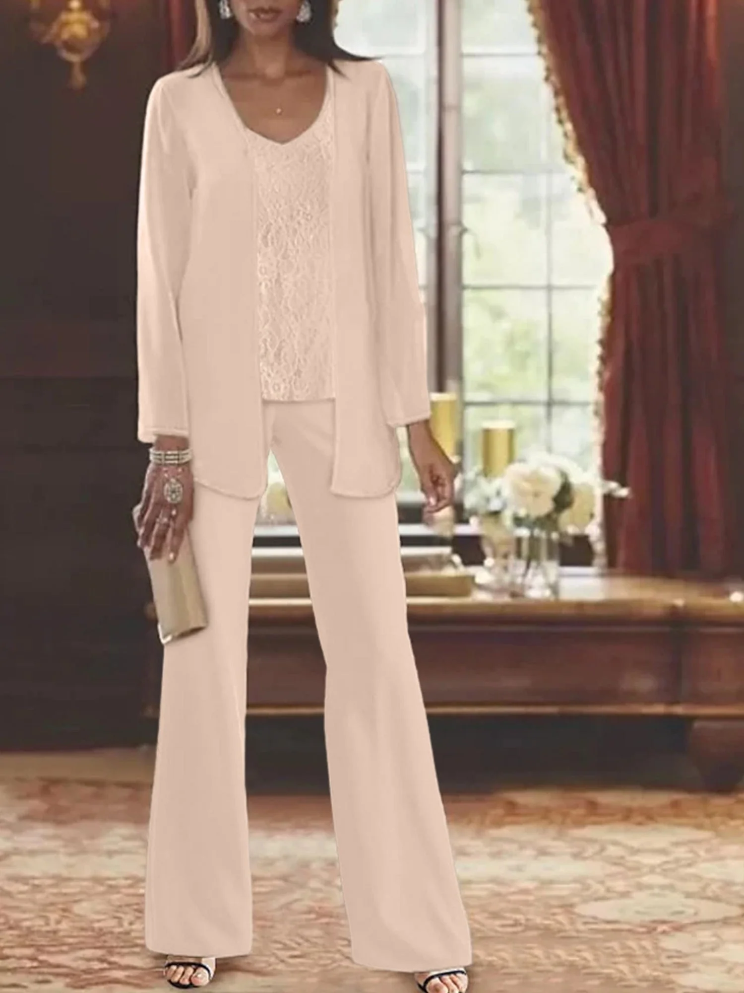 Chiffon Mother of the Bride Pantsuits with Jacket - Image 40