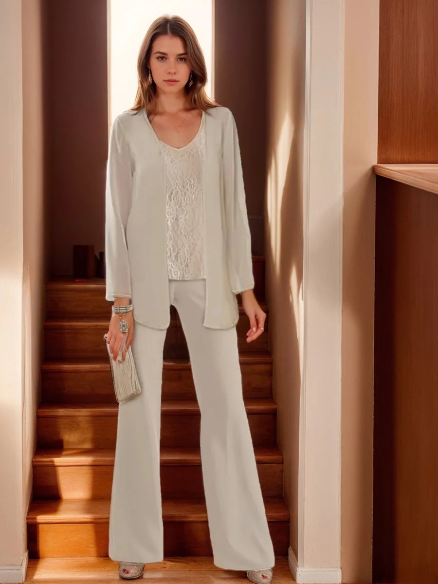 Chiffon Mother of the Bride Pantsuits with Jacket - Image 5