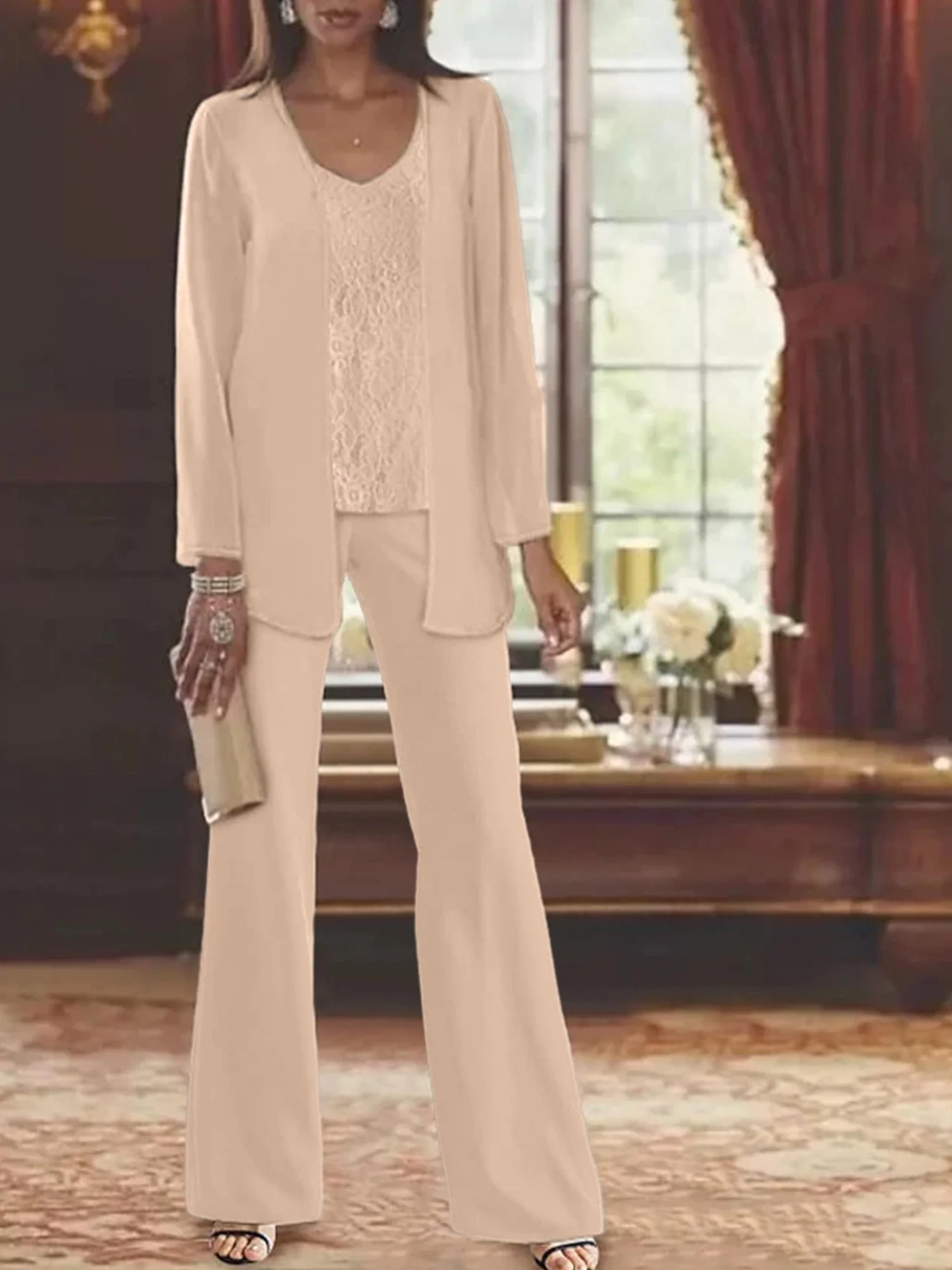 Chiffon Mother of the Bride Pantsuits with Jacket - Image 55