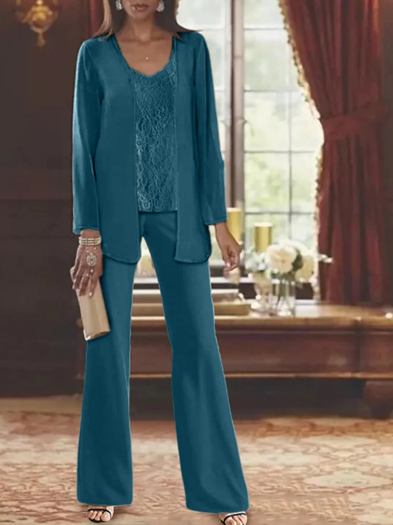 Chiffon Mother of the Bride Pantsuits with Jacket - Image 68