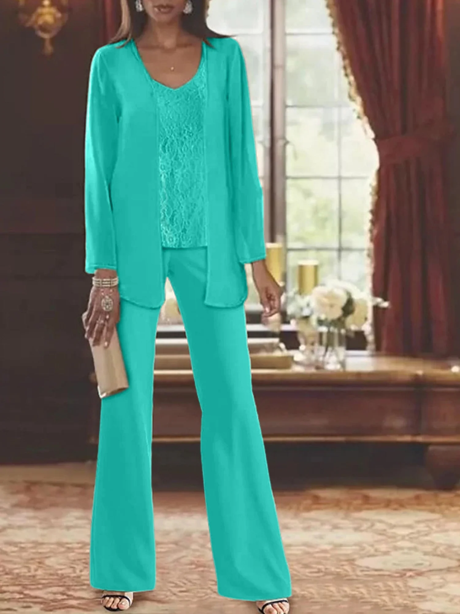 Chiffon Mother of the Bride Pantsuits with Jacket - Image 69