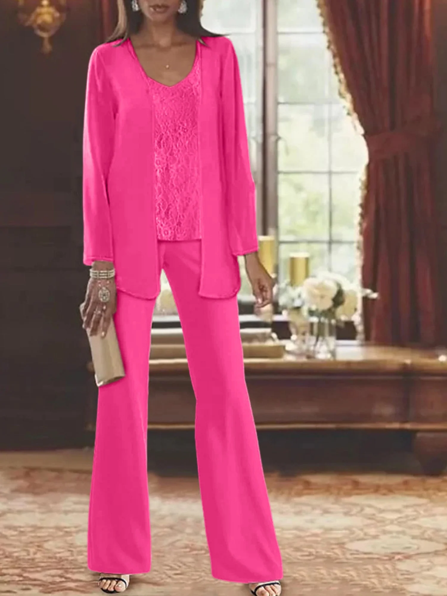 Chiffon Mother of the Bride Pantsuits with Jacket - Image 73