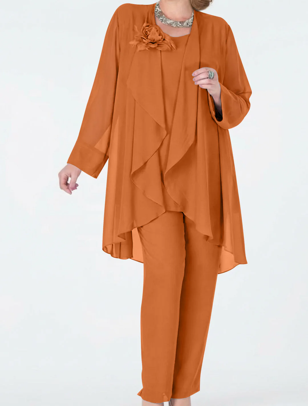 Chiffon Mother of the Bride Pantsuits with Jacket - Image 10