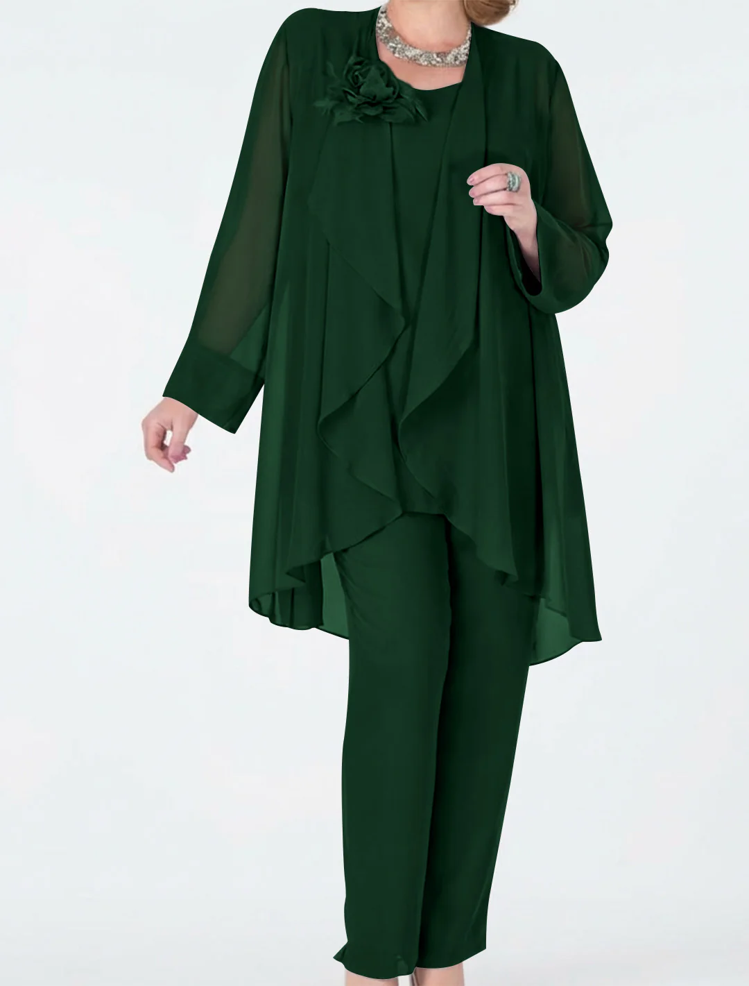 Chiffon Mother of the Bride Pantsuits with Jacket - Image 11