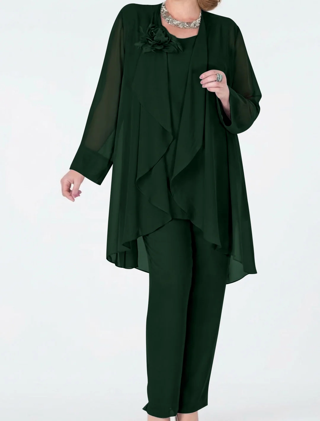 Chiffon Mother of the Bride Pantsuits with Jacket - Image 12