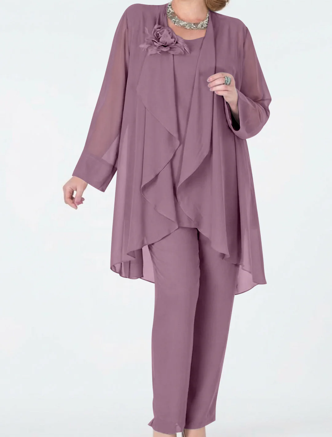 Chiffon Mother of the Bride Pantsuits with Jacket - Image 13