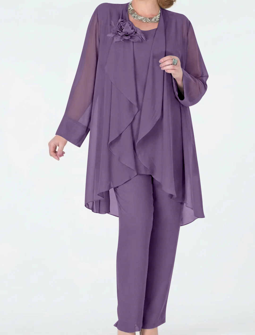 Chiffon Mother of the Bride Pantsuits with Jacket - Image 14