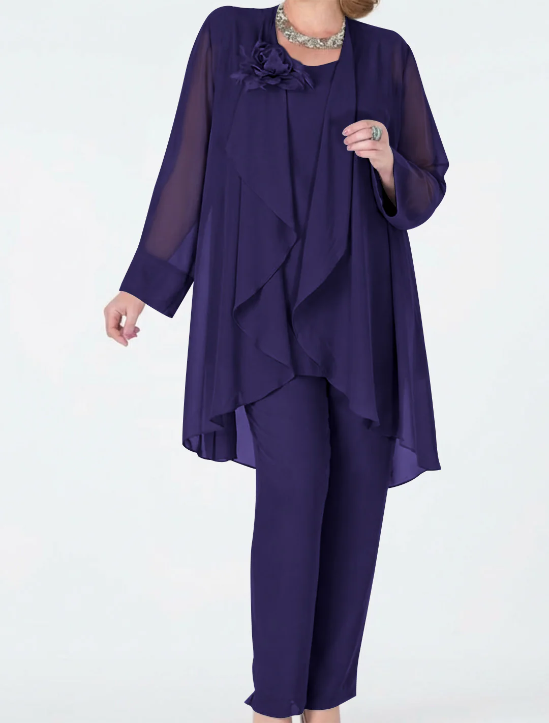 Chiffon Mother of the Bride Pantsuits with Jacket - Image 15