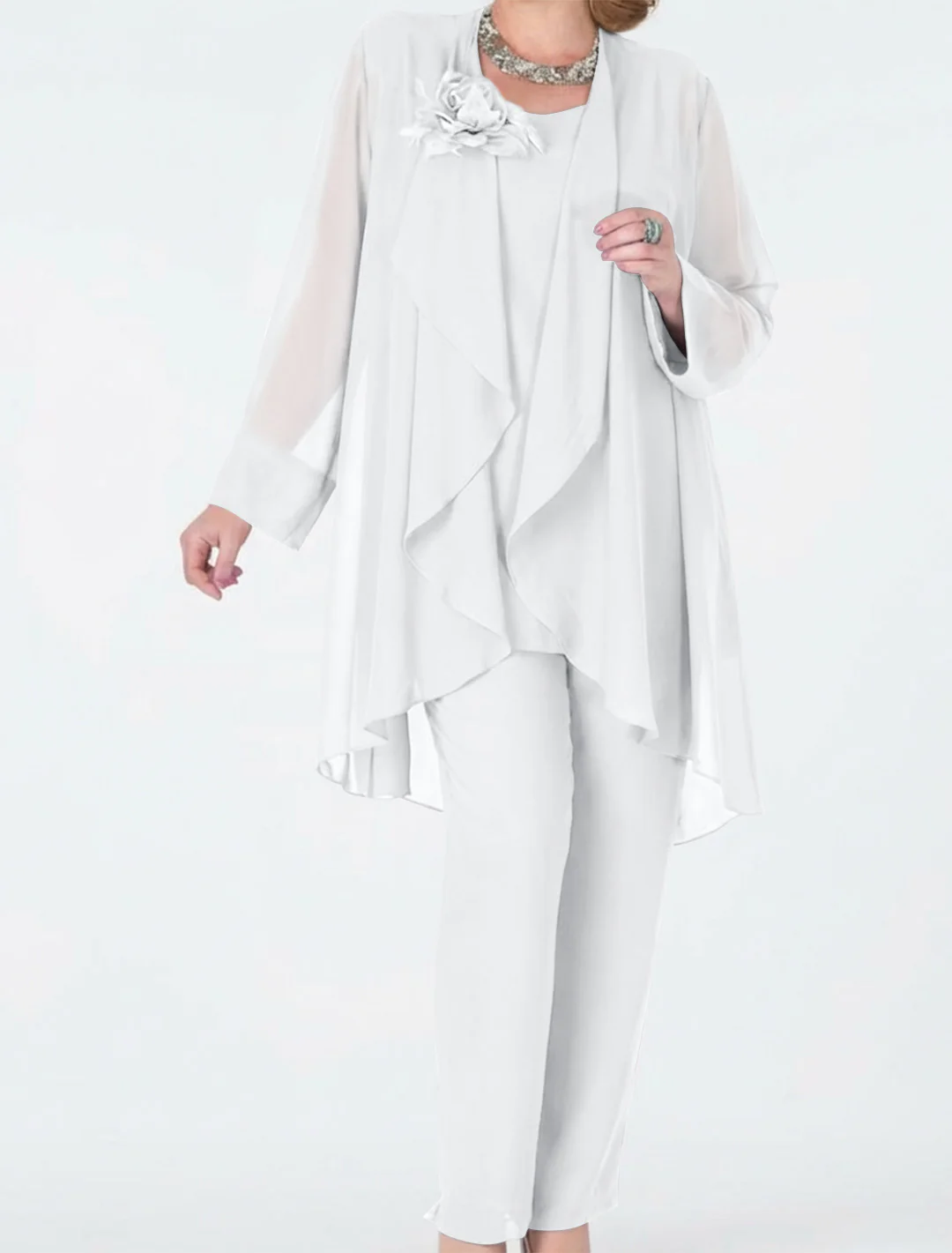 Chiffon Mother of the Bride Pantsuits with Jacket - Image 16