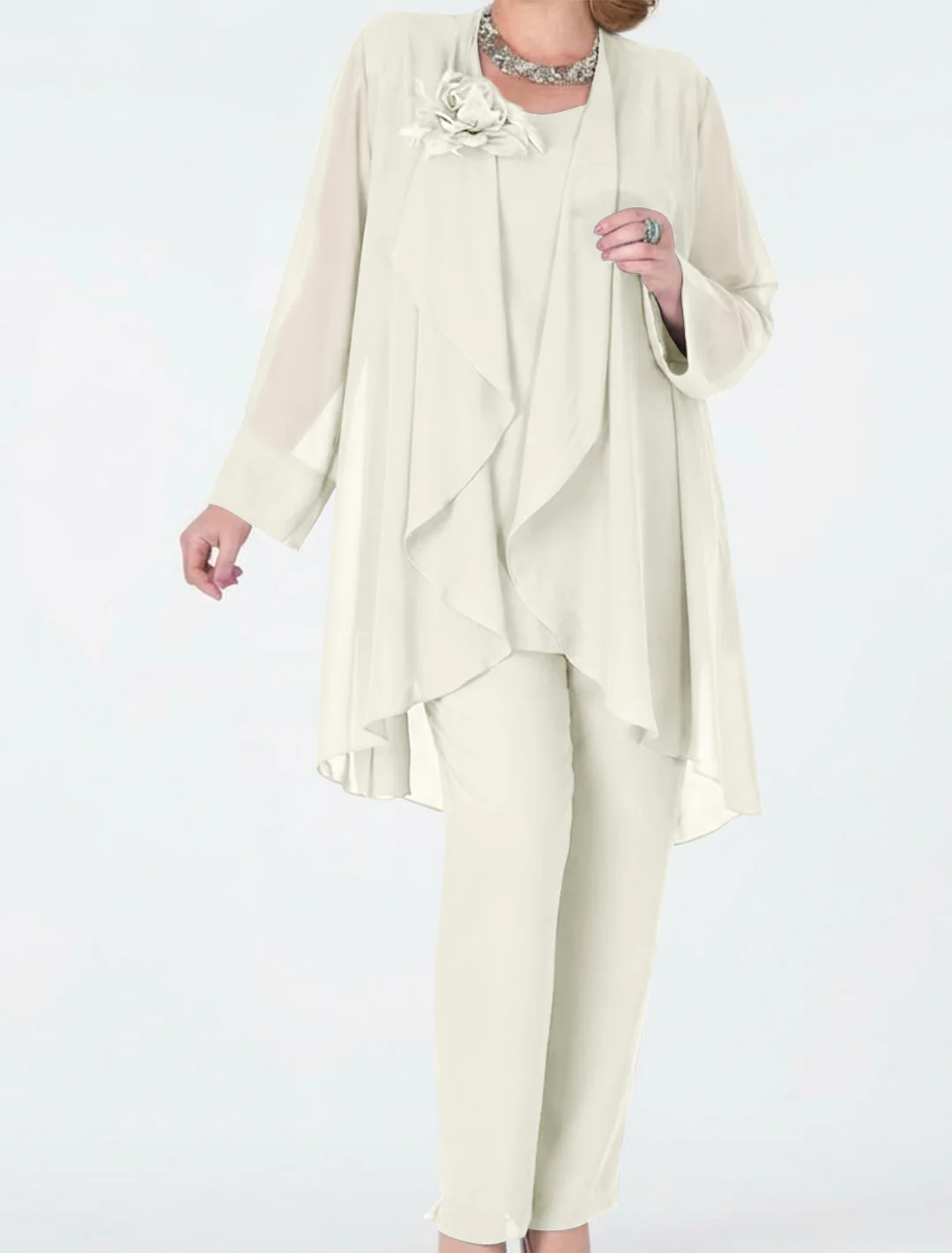 Chiffon Mother of the Bride Pantsuits with Jacket - Image 17
