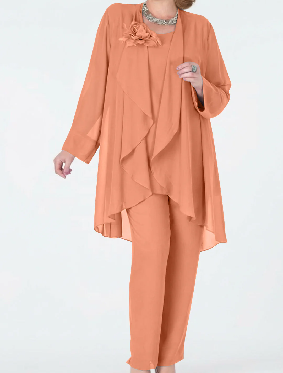 Chiffon Mother of the Bride Pantsuits with Jacket - Image 25