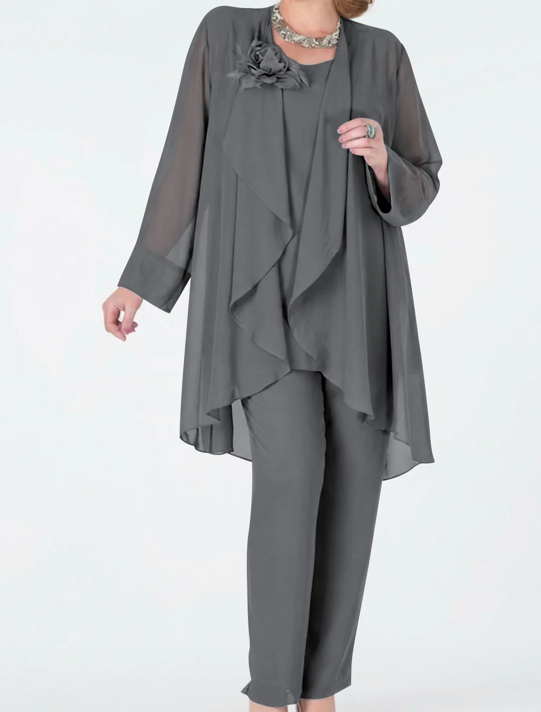 Chiffon Mother of the Bride Pantsuits with Jacket - Image 3