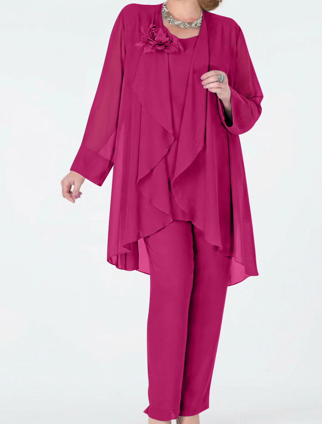 Chiffon Mother of the Bride Pantsuits with Jacket - Image 30