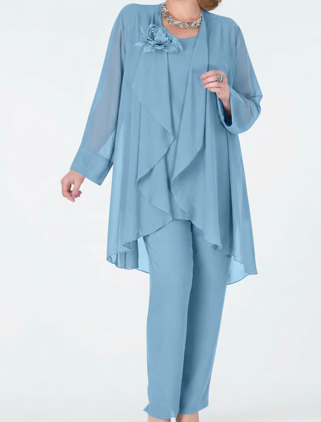 Chiffon Mother of the Bride Pantsuits with Jacket - Image 34