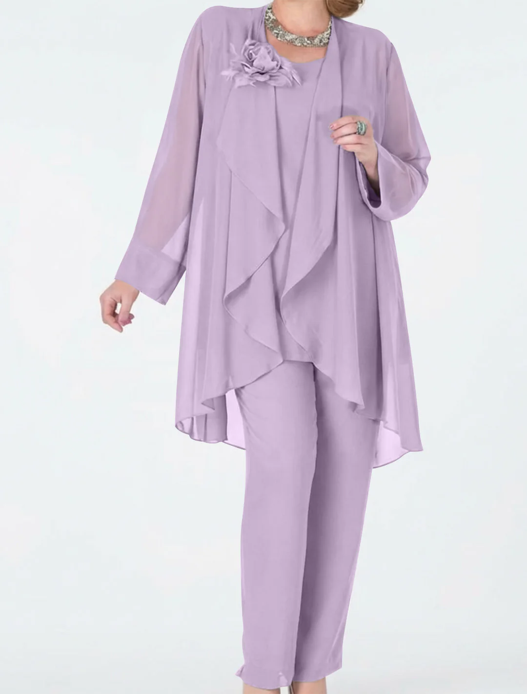 Chiffon Mother of the Bride Pantsuits with Jacket - Image 35