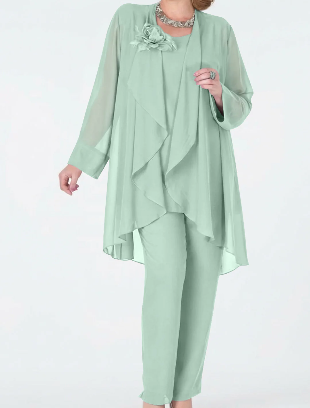 Chiffon Mother of the Bride Pantsuits with Jacket - Image 36