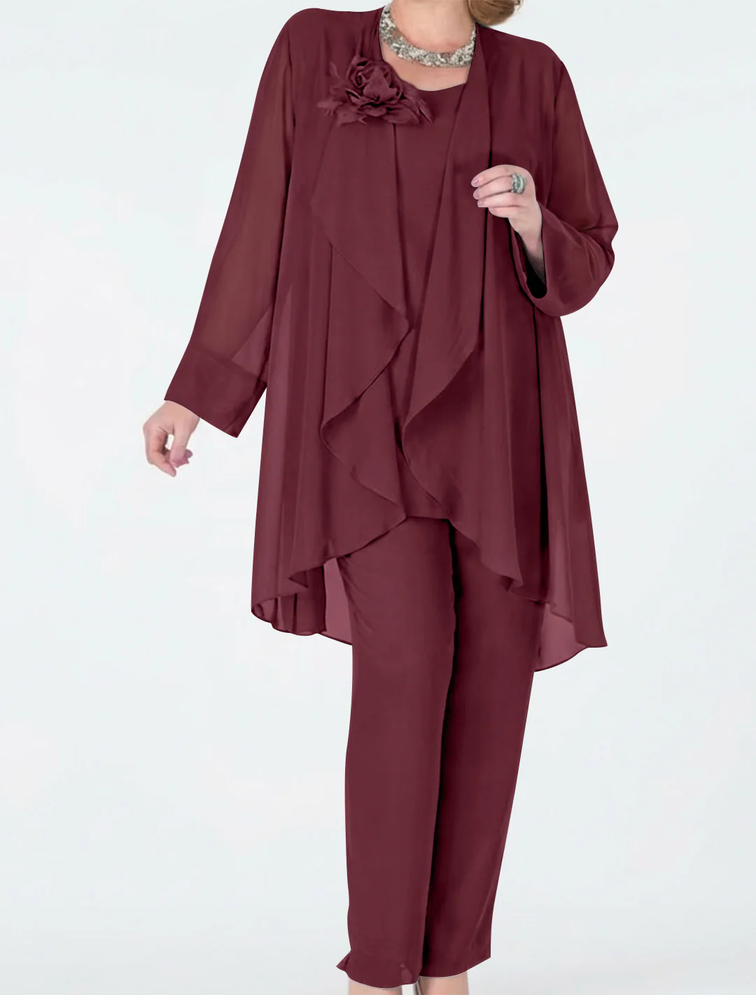 Chiffon Mother of the Bride Pantsuits with Jacket - Image 37